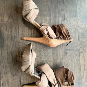 Guess by Marciano Draped Tan and Brown Heels
